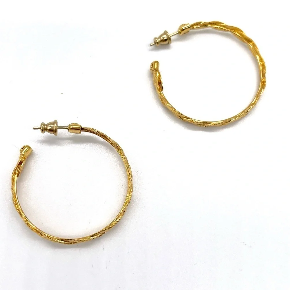 Gas Bijoux's Gold Tone Brass Braided Hoop Earrings - Picture 5 of 6